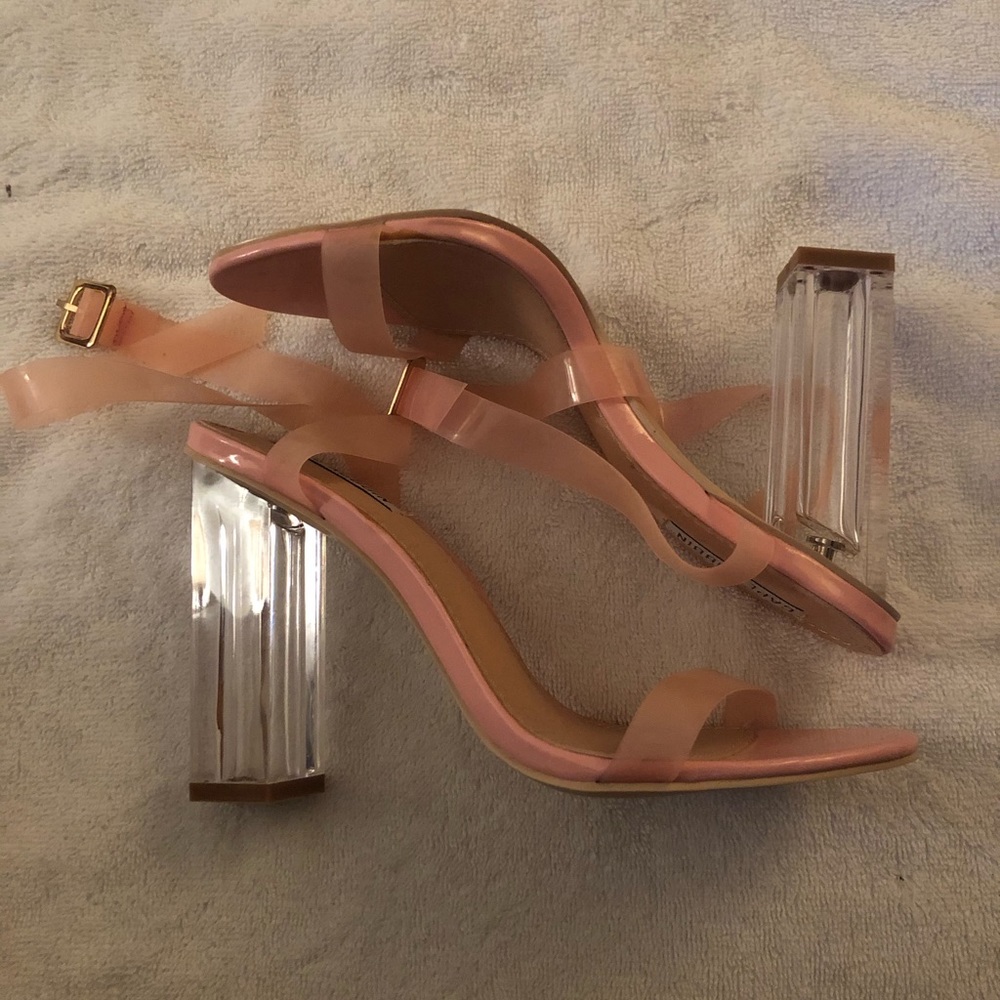 Pink sandals W/clear heels